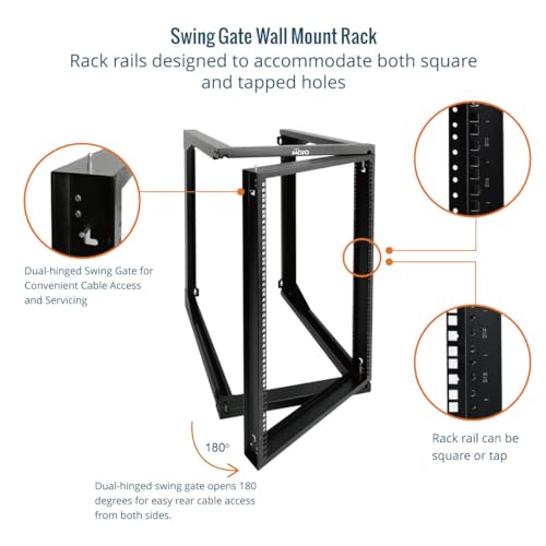 Tecmojo 18U Wall Mount Server Rack, Open Frame Network Rack for 19" Computer/AV/Data/IT/Media Equipment, 24" Depth, 16" Apart Mounting Holes, Swing Gate, Square and Tapped Holes - size: 18U/24" Depth (New)
