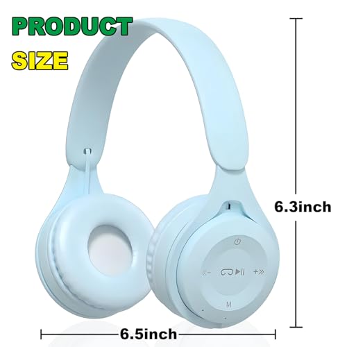 Upgraded Hybrid Noise Cancelling Bluetooth Headphones Over Ear Wireless Bluetooth with Mic Soft-Earpads HiFi Stereo Foldable Lightweight Headset Deep Bass for Home Office Cellphone PC Blue