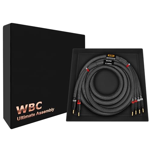 WORLDS BEST CABLES 6 Foot Ultimate - 9 AWG - Ultra-Pure OFC - Premium Audiophile HiFi Bi-Wire Single Speaker Cable for Center Channel with Eminence Gold Banana Plugs & Carbon Tweed Jacket