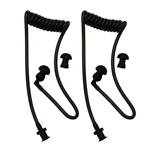 2Pcs Flexible Spring Air Tube Replacement Walkie Talkie Earphone Earpiece Coil Acoustic Air Tube for Two-Way Radio Headsets (Black) - size: 2 Pcs