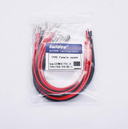 Twidec/20Pcs 4.8mm and 6.3mm Female Spade Crimp Terminal with Insulating Sleeve and Wire Red + Black Female Spade Quick Splice Assortment Kit - size: 20 Pieces 4.8/6.3mm