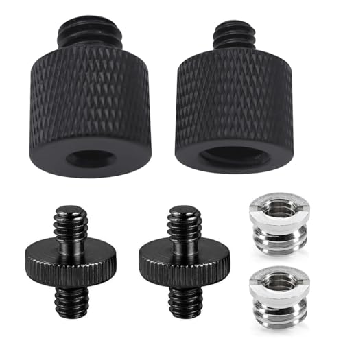 Threaded Tripod Screw Adapter Double Head Stud Standard Mounting Thread Converter 1/4" Male to 3/8" Female Adapter Set for Camera Cage Mount Light Stand Monopod Shoulder Rig Tripod,Camera Monitor
