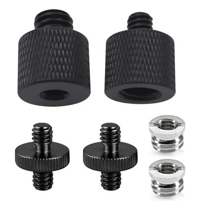 Threaded Tripod Screw Adapter Double Head Stud Standard Mounting Thread Converter 1/4" Male to 3/8" Female Adapter Set for Camera Cage Mount Light Stand Monopod Shoulder Rig Tripod,Camera Monitor