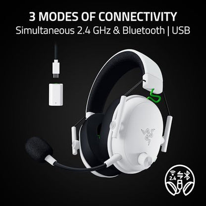 Razer BlackShark V3 Wireless Xbox Gaming Headset, 50mm Drivers, White | Super Wideband Mic, 2.4 GHz, Bluetooth, USB, Works with PC, Mac, PS5, Nintendo Switch, Smartphone, 70 Hr Battery - color: White, style: Xbox