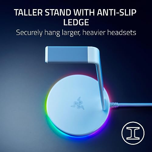Razer Base Station V2 Chroma Headphone Headset Stand Holder, Black | Chroma RGB Lighting, Taller Stand & Anti-slip Ledge, USB Charging Ports, Anti-Slip Rubber Base, 3.5mm Port + Built-in DAC - color: Classic Black, style: V2