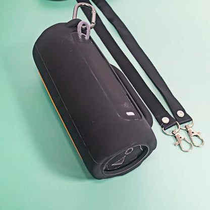 Silicone Case Cover for JBL Grip Portable Bluetooth Speaker, Soft Protective Sleeve Skin Travel Protective Carrying Case Storage Holder with Carabiner and Shoulder Strap (Black) - color: Black