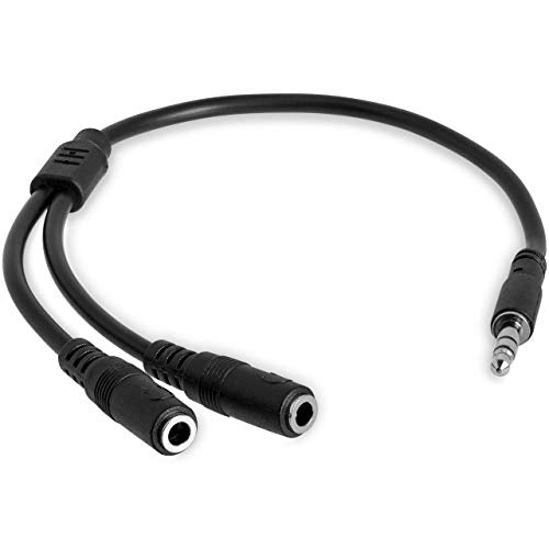 StarTech Slim 3.5mm Audio Splitter Cable, Male to 2x Female (MUY1MFFS) | Slim Audio Splitter Y Cable and Headphone Extender, Aux Cable - size: Slim Cable, style: Black
