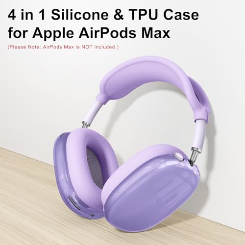 Silicone Case Cover for AirPods Max 2/1 Headphones (2026/2024/2020)(Purple) - color: Clear Purple-T