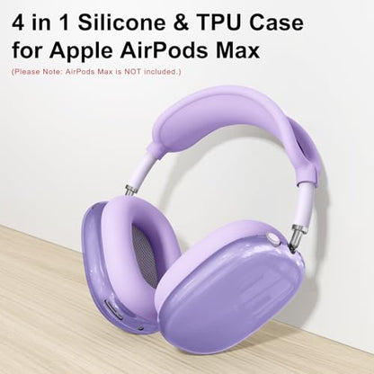 Silicone Case Cover for AirPods Max 2/1 Headphones (2026/2024/2020)(Purple) - color: Clear Purple-T