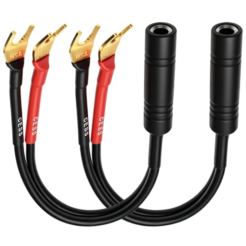 CNCESS Large Spade Fork to 1/4 in TS Speaker Adapter, 6 in, 12AWG, 2-Pack - size: Large Spade