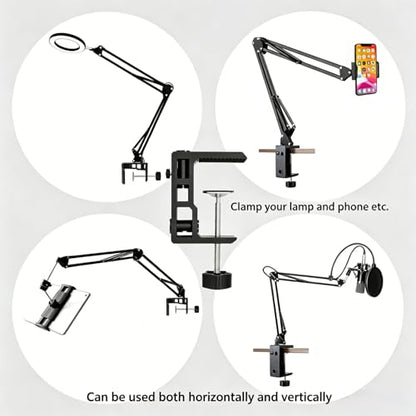 Replacement Heavy Duty C Clamp for 1/2” and 5/8” Hole Base Magnifying Lamp,Desk Lamp,Swing Arm Lamp,Phone I pad Mount,Tablet Mic Holder,Table Mount Clamp for Microphone Stand Mic Boom Arm (G2 BLACK) - color: G2 Black