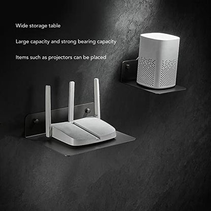 Projector Shelf, Stainless Steel Router Shelf Wall Mount Floating Shelves Stand Thickened Set Top Box Rack TV Screen Holder for Cable Box, Speaker, DVD Player, Game Console