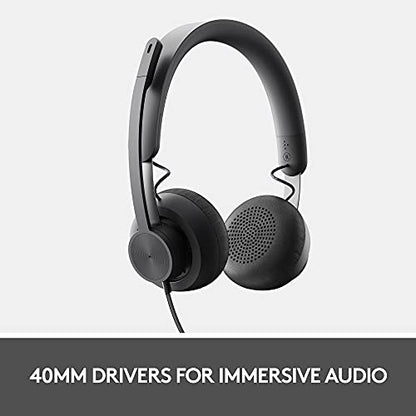 Logitech Zone 750 Wired On-Ear Headset Noise Canceling Microphone