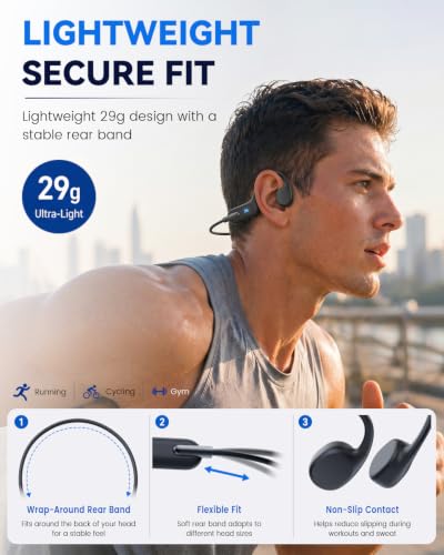 HIFI WALKER Swimming Headphones, IPX8 Waterproof, 32GB MP3, Bone Conduction | Waterproof headphones for swimming, underwater MP3 playback, Bluetooth 6.0 on land, up to 8H playback, open-ear fit