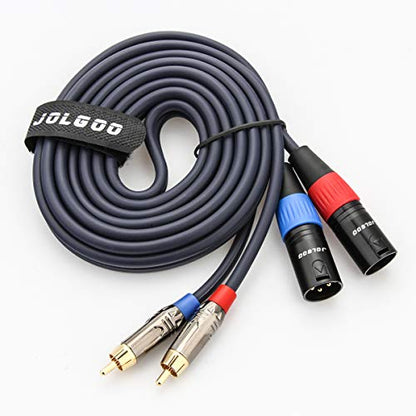 Jolgoo RCA to XLR 케이블 - 듀얼 RCA 수 - 듀얼 XLR 수 HiFi 오디오 케이블, 1.9m(6.6피트), 앰프, 믹서, 마이크용 - size: 6.6 Feet, style: 듀얼 RCA 수 - 듀얼 XLR 수