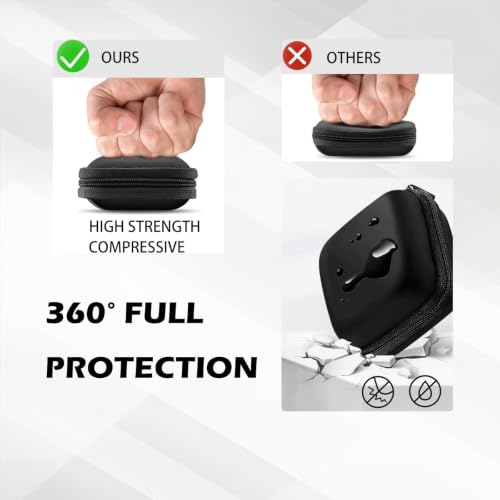Earbud Case Portable EVA Storage Bag with Carabiner, Black | Cell Phone Accessories Organizer, Wired/Wireless Earphone Holder, SD Memory Card Storage, Camera Chip Case, Tech Pouch