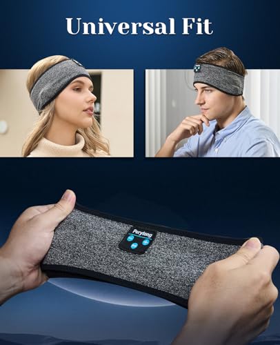 Perytong Sleep Headphones Wireless, Bluetooth Sports Headband Headphones with Ultra-Thin HD Stereo Speakers Perfect for Sleeping,Workout,Jogging,Yoga,Insomnia, Air Travel, Meditation (BlackGrey) - color: BlackGrey
