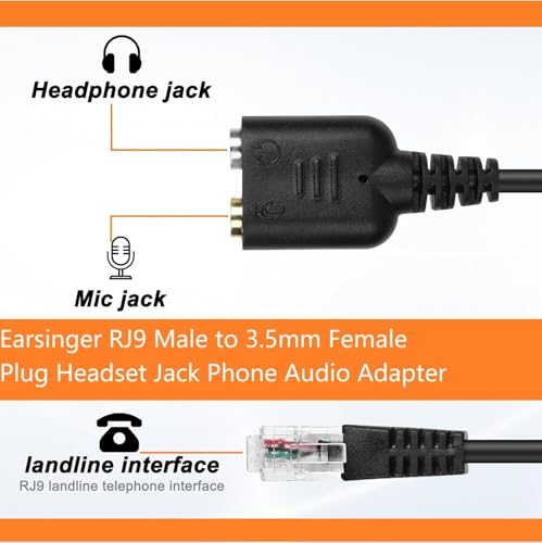 RJ9 to 3.5mm Audio Adapter for Cisco IP Telephones - Headset Converter Compatible with 9961, 7940, 7941, 7942, 8841, 8845, 9941 | Model PH35-RJ9 (Headphone and Microphone Jack) - color: Headphone and Microphone Jack