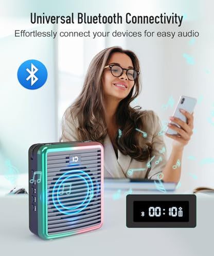 SHIDU 30W Wireless Voice Amplifier Bluetooth with 2.4G Lavalier Microphone - color: Black