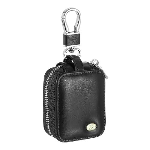 HARFINGTON Earbuds Cases, Earphone Case Holder, PU Leather Ear Buds Case Zipper Organizer Small with Mesh Pocket for USB Cable, Wireless Wired Earphones, Black - color: Black
