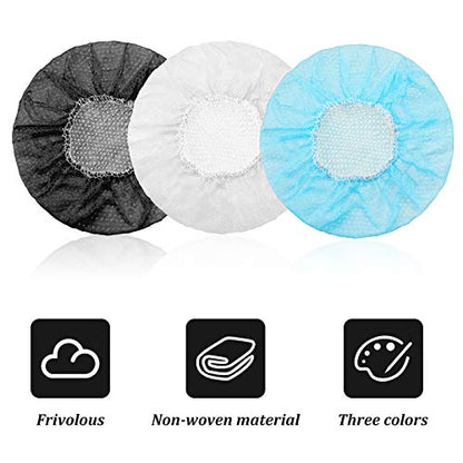 BBTO 300 Pieces Disposable Headphone Covers Non Woven Sanitary Fabric Headset Earphone Covers for Ear Pad Headphones(S-6.5 cm,White, Blue, Black) - color: White, Blue, Black, size: S-6.5 cm