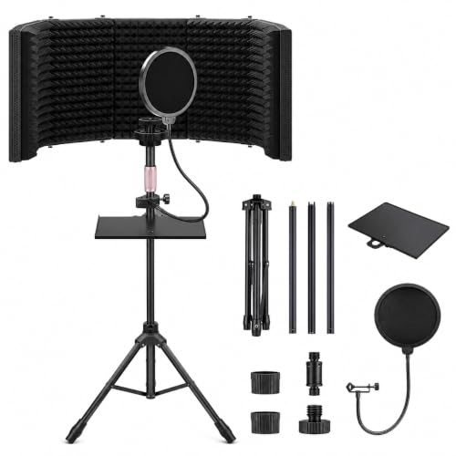 6-Panel Microphone Isolation Shield with Adjustable Stand
