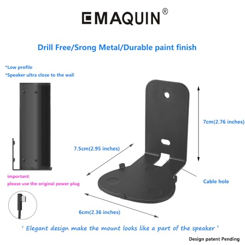 Wall Mount Bracket for Sonos Roam 2/Sonos Roam/Sonos Roam SL(Drill Free,Sturdy Metal,Enduring Paint Finish,Easy Install on the Wall,Single pc,Black) - color: Black, size: Wall mount-Single pc