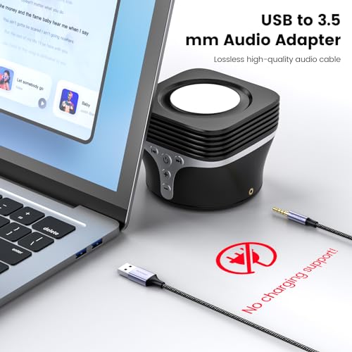 MOSWAG USB to 3.5mm TRRS Audio Jack Adapter with Microphone 3.3FT | USB to 3.5mm AUX Stereo Audio Cable, Nylon Braided AUX Converter, For PC, Laptop, Windows, Headphones No Charging Support - size: 1 meters