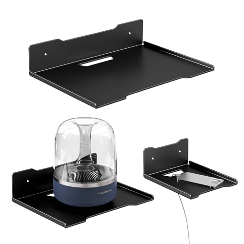 Heavy Duty Steel Floating Shelves, Wall Mounted Shelves for TV, Speaker, Cable Box, Router & Game Console, Space-Saving Storage Shelf for Living Room, Bedroom & Office (1PCS 6.7" x 9") - size: 1PCS 6.7" x 9"