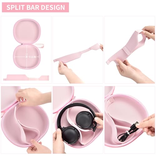 Comecase Headphone Case for JBL Tune 770NC，for JBL Live, 770NC, 660NC, 650B | Adjustable Divider, Cable Space and Carry Handle for Commuting, Gym and Travel, Students and Music Lovers, Case Only - Pink - color: Pink