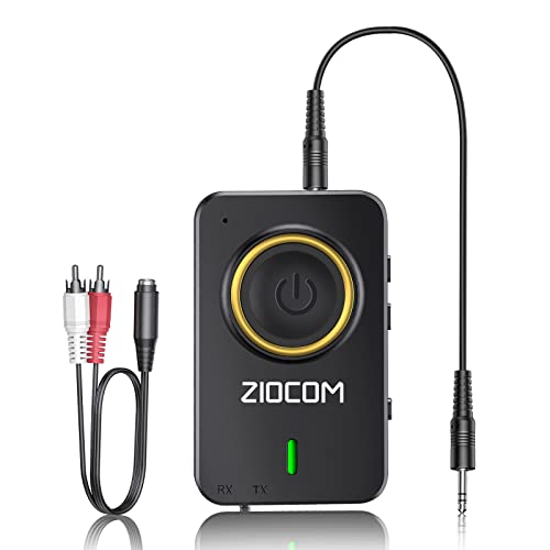 2-in-1 Wireless Bluetooth Transmitter/Receiver, 3.5mm Aux Adapter | Built-in Mic and Battery, Dual Link, aptX Low Latency (Black)