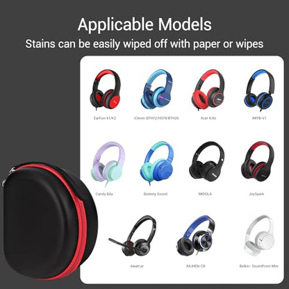 Hard Kid Headphone Case for ICLEVER BTH12/BTH26/HS19,Acer Kids,JoySpark | Also for EarFun k1 K2/AILIHEN C8/Candy Bila/Botesty Sound Kid Foldable Headphone, Hard Shell EVA,Handle Strap,Mesh Pocket - color: BLACK