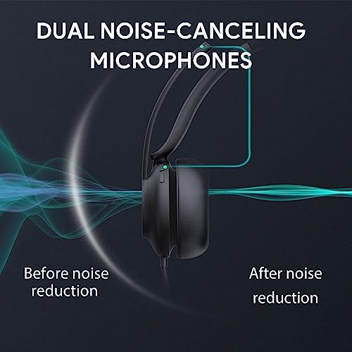 Yealink UH37 Wired USB-A Headset with Noise Cancelling Mic for PC Computer | Mono Work Headset with Microphone Professional Office Call Center Headphone Teams Certified Compatible with Teams Zoom