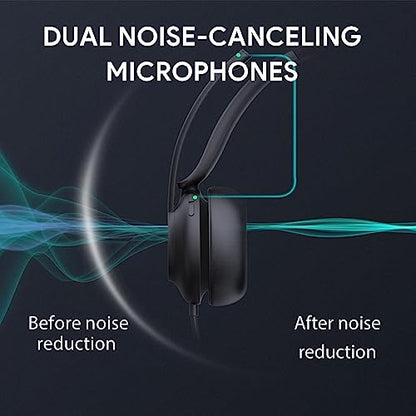 Yealink UH37 Wired USB-A Headset with Noise Cancelling Mic for PC Computer | Mono Work Headset with Microphone Professional Office Call Center Headphone Teams Certified Compatible with Teams Zoom