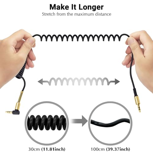 Aux Cord 1ft/30CM, Right Angle Gold Plated 3.5mm Audio Cable, Hi-Fi Sound Male to Male Aux Cable Home Car Stereo Audio Jack Cables Auxiliary Cord Compatible with Headphone MP3 iPhone iPad Tablet - size: 30CM COIL