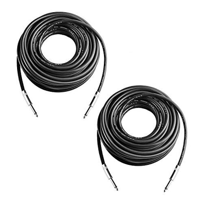 2Pcs 25ft 12AWG 1/4" TS Cable Heavy Duty Audio Amplifier Speaker Cord - size: 25ft