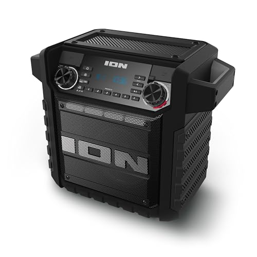 ION Tailgater Classic Portable Bluetooth Outdoor Speaker, Black | Water Resistant, Rechargeable Battery, Radio, USB Charging, Stereo Linking, App Control, for Parties and Outdoor Events - style: Tailgater Classic - Black