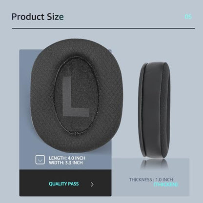 Fabric Earpads for Logitech G Pro X Headphones - Black - color: Black