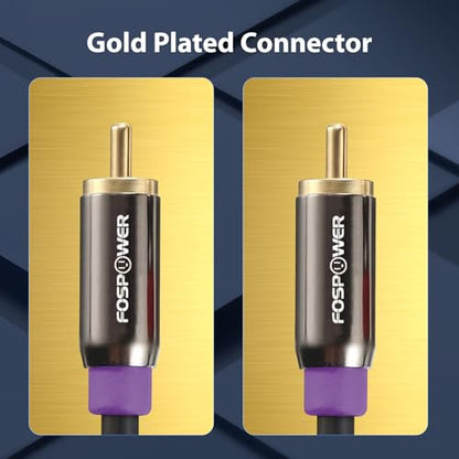 FosPower Subwoofer Cable (35ft FT) RCA to RCA Audio Stereo Cable, Male to Male - Dual Shielded Cord | 24K Gold Plated Connector | Corrosion Resistant | Clean Sounding Signal - size: 35 Feet