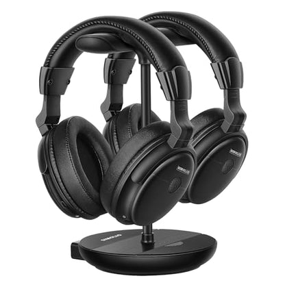 SIMOLIO Dual Wireless TV Headphones for Seniors, Bluetooth for PC/TV, 829D2 | Clear Voice & Loud Volume, OPT/AUX Passthrough to Soundbar, L/R Audio Balance, Ambient Sound Mode, Spare Battery, 164ft Range - style: Two Headsets