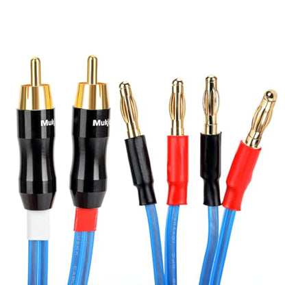 Q-P2 18 Gauge OFC Speaker Wire Pair with RCA Male (White & Red) to 2 Pair Banana (4banana) Plugs, Q-P2 (2M(6.5ft)) - size: 6.5 ft