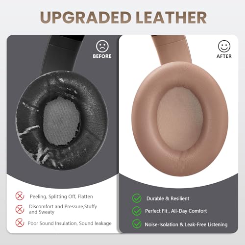 Studio Pro Headphone Ear Pads, Replacement Earpads/Cushions for Beats Studio Pro, with Premium Protein Leather, Resilient Memory Foam, Added Thickness - color: Dune