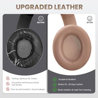 Studio Pro Headphone Ear Pads, Replacement Earpads/Cushions for Beats Studio Pro, with Premium Protein Leather, Resilient Memory Foam, Added Thickness - color: Dune
