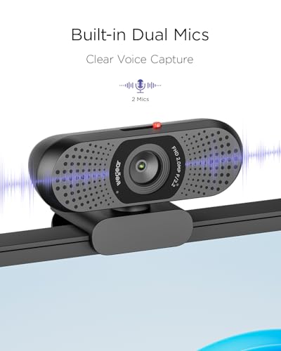 wegear Full HD 1080p Webcam for PC, Laptop & Desktop, Built-in Dual Microphones, Privacy Cover, 85°FOV, Fixed Focus, Plug & Play USB-A Computer Camera for Zoom, Teams, FaceTime, Google Meet, Streaming