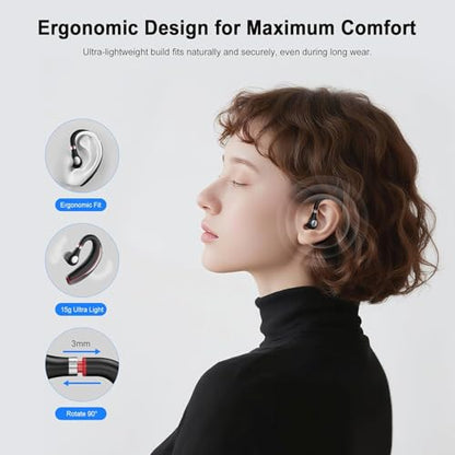 SneKa Bluetooth Headset, Wireless Bluetooth Earpiece with 500mAh Charging Case, 72-Hour Talk Time, and for iOS/Android Phones, V5.3 Hand-Free Headphones for Trucker, Office,Business