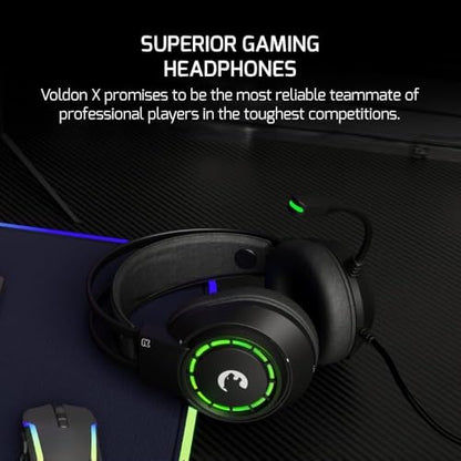 GAMEPOWER Voldon X 3.5mm Jack Gaming Headset - Wired Headphones with 50MM Drivers, Comfort Design, Noise Cancelling Mic, PS4, PS5, for Xbox, Black - color: VOLDONX