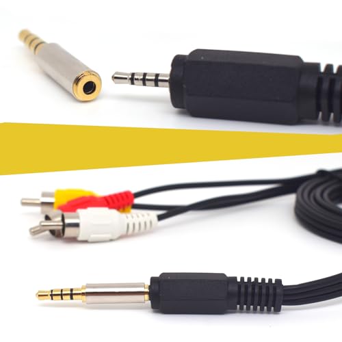 2.5mm TRRS to 3 RCA Male AV Cable 5FT for Camera AUX MP3 Speaker TV | 2.5mm to 3 RCA Male, Audio Video AUX Cord, 1.5M, Includes 2.5mm Female to 3.5mm Male Adapter for Smartphone, MP3, Speaker, TV - style: With Conversion Head