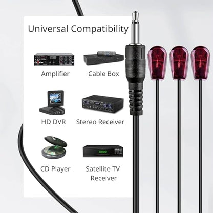 TNP 듀얼 IR 이미터 케이블, AV 수신기 및 TV용 3m 3.5mm 익스텐더 | 케이블 박스, Xbox One 및 숨겨진 홈 시어터 장치용 2개의 접착 눈이 있는 적외선 블래스터 연장 케이블 - size: 3 IR Eye Emitter