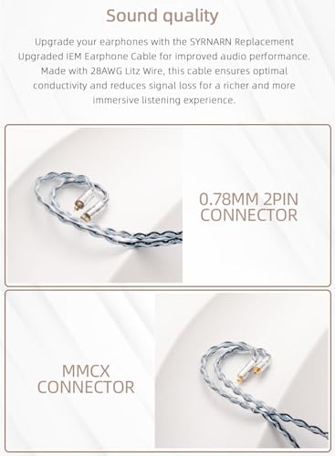 IEM MMCX 4.4MM Balanced Cable, 4ft+/1.3Meter Long, 8-Strand OCC Silver in Ear Monitor Wire for SE846 Cable, se535 Cord, Dunu TITAN6, DK3001Pro, DK4001 (4.4mm to Dual MMCX Male Version) - size: 4.4mm to Dual MMCX Male Version