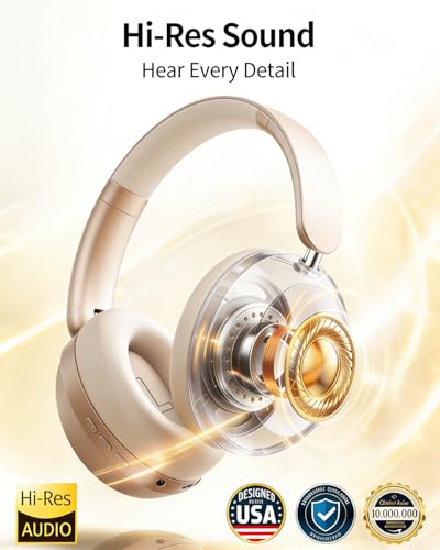 Wentronic Y05 Wireless Bluetooth Headphone, Noise Cancelling, Starlight | Wireless Over-Ear Headphones, Hi-Res Audio, 48H Playtime, Built-in Mic, Comfort & Connectivity, Works with iOS, Android & PC - color: Starlight